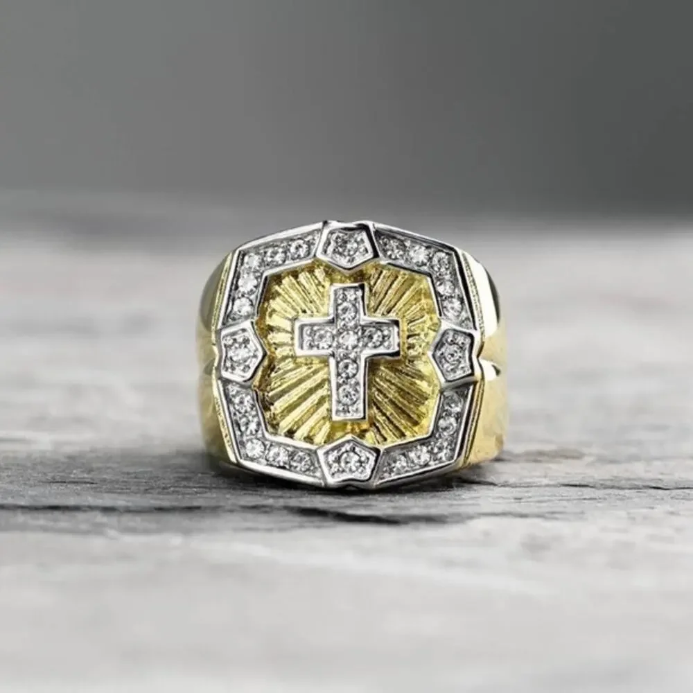 New stainless steel crystal cross ring size 12‎